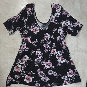 Torrid Black and Pink Floral Top